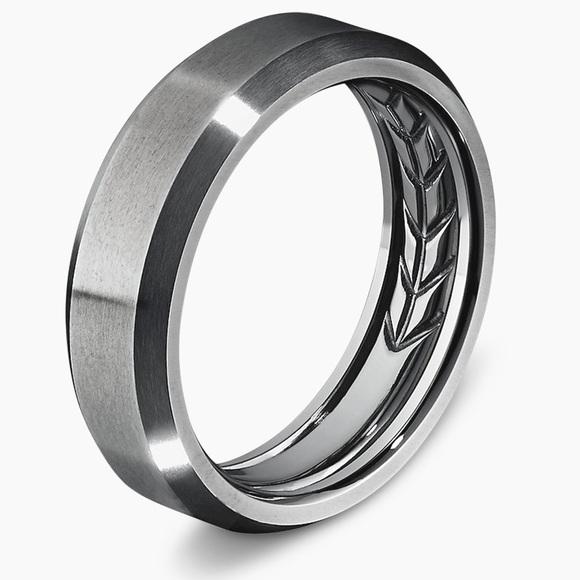 David Yurman Beveled Wedding Band Ring Grey Titanium 6mm Size 10 - Picture 3 of 11